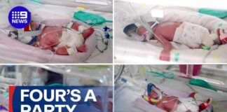 ‘One of the world’s rarest births’: Australian family's quadruplet joy | 9 News Australia