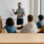 Teacher presenting to students in a classroom