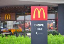 McDonald’s drive-thru sign outside restaurant